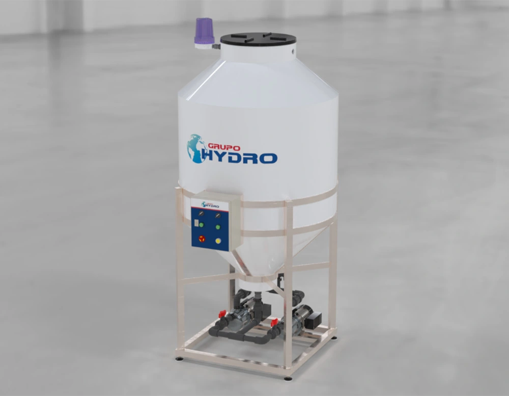 Tolva Fondo Cónico 600L - vista isométrica